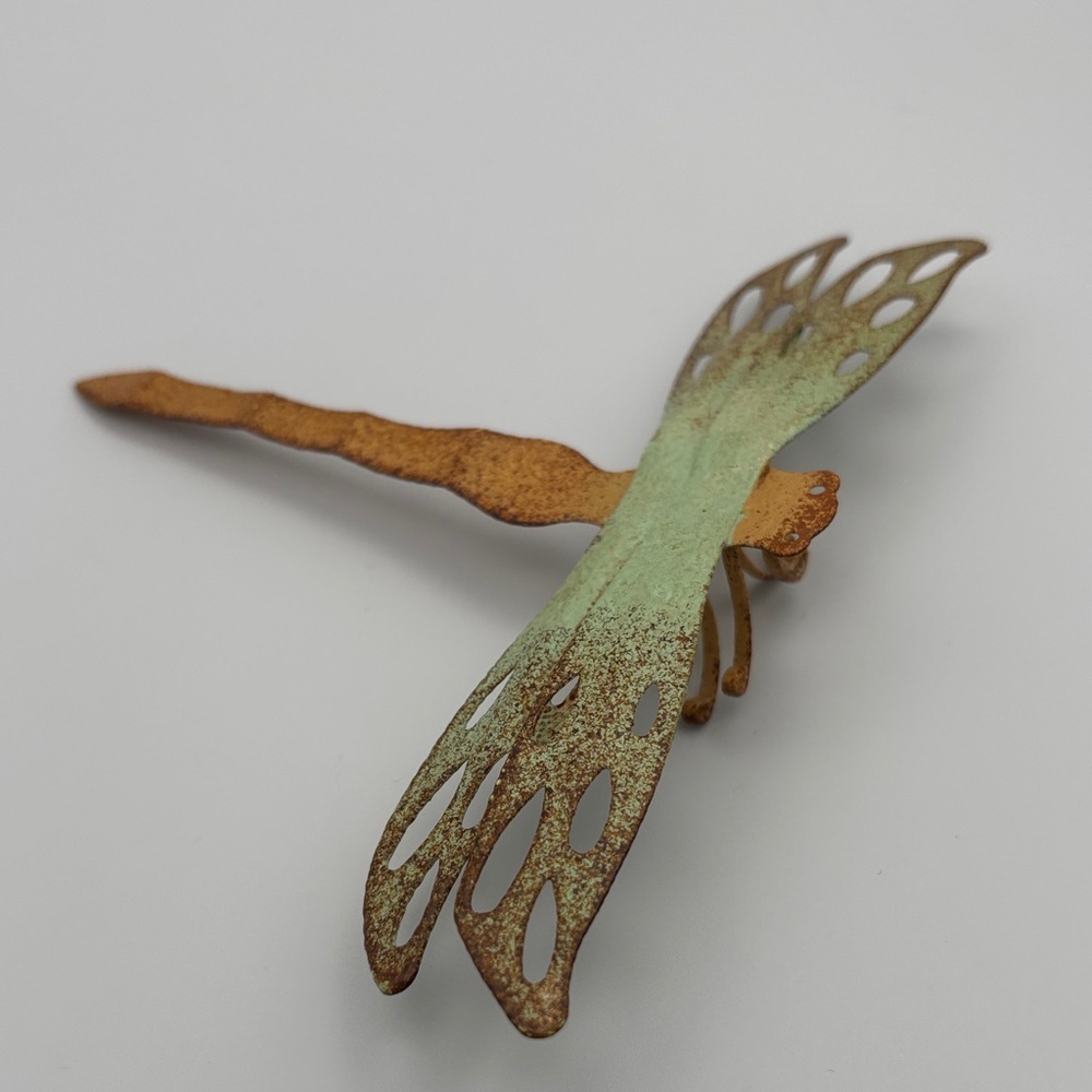 Rustic Painted Metal Dragonfly Decoration